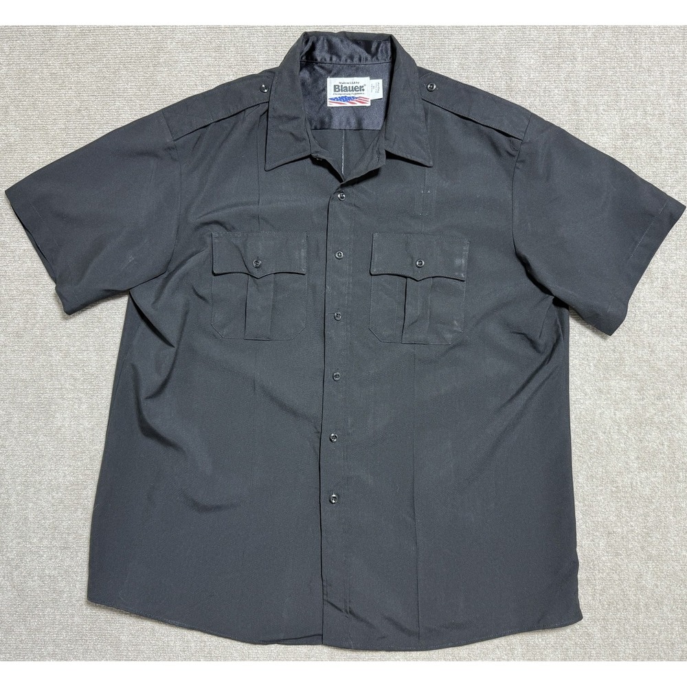 Blauer Shirt Mens 18 Black Short Sleeve Uniform Workwear 8910-Z Regular Made USA